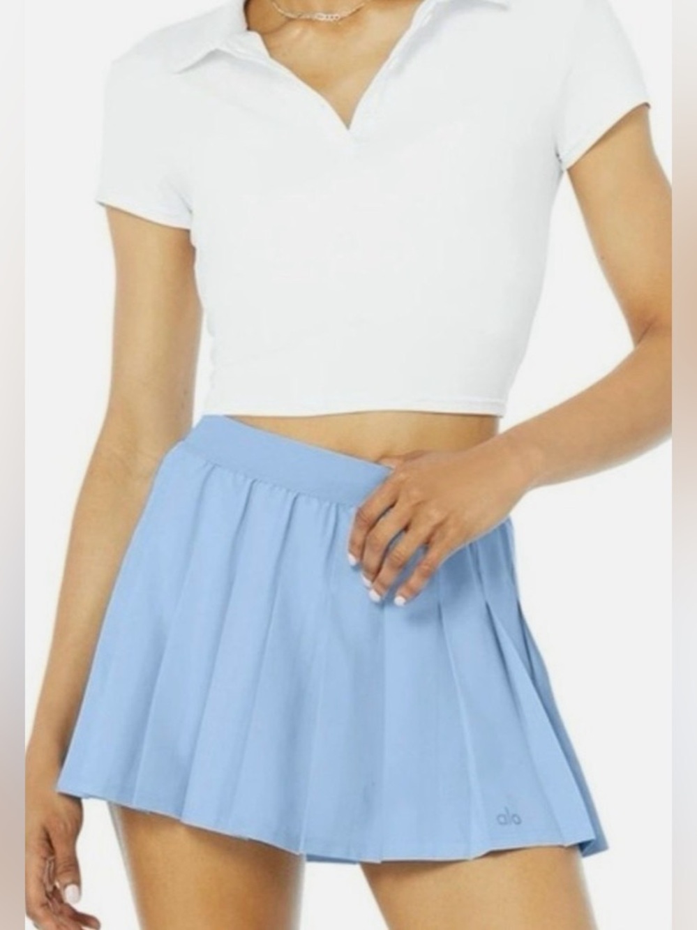 ALO Yoga Pleated Tennis Skort in light blue